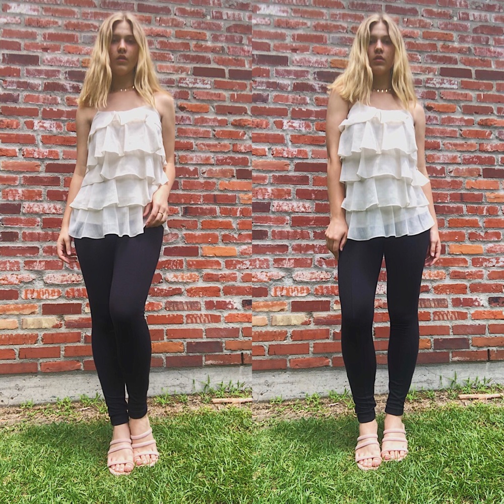 Off white shimmery layered tank